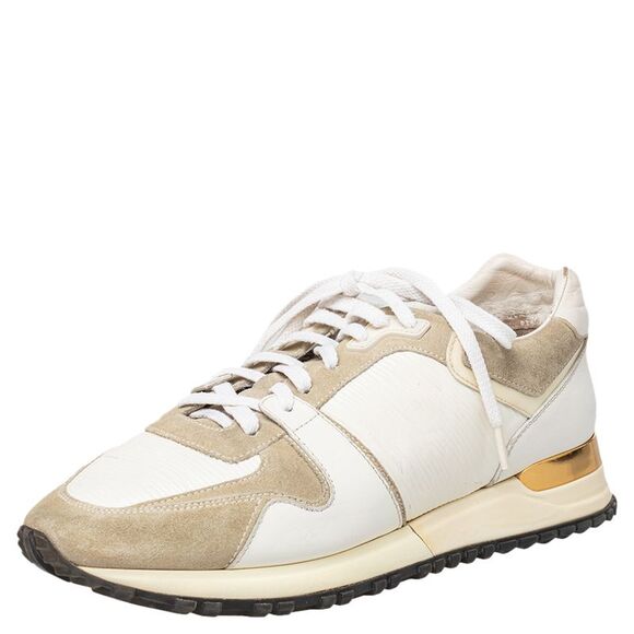 Louis Vuitton White/Grey Suede And Leather Run Away Low Top Sneakers Size 37 - Picture 1 of 4